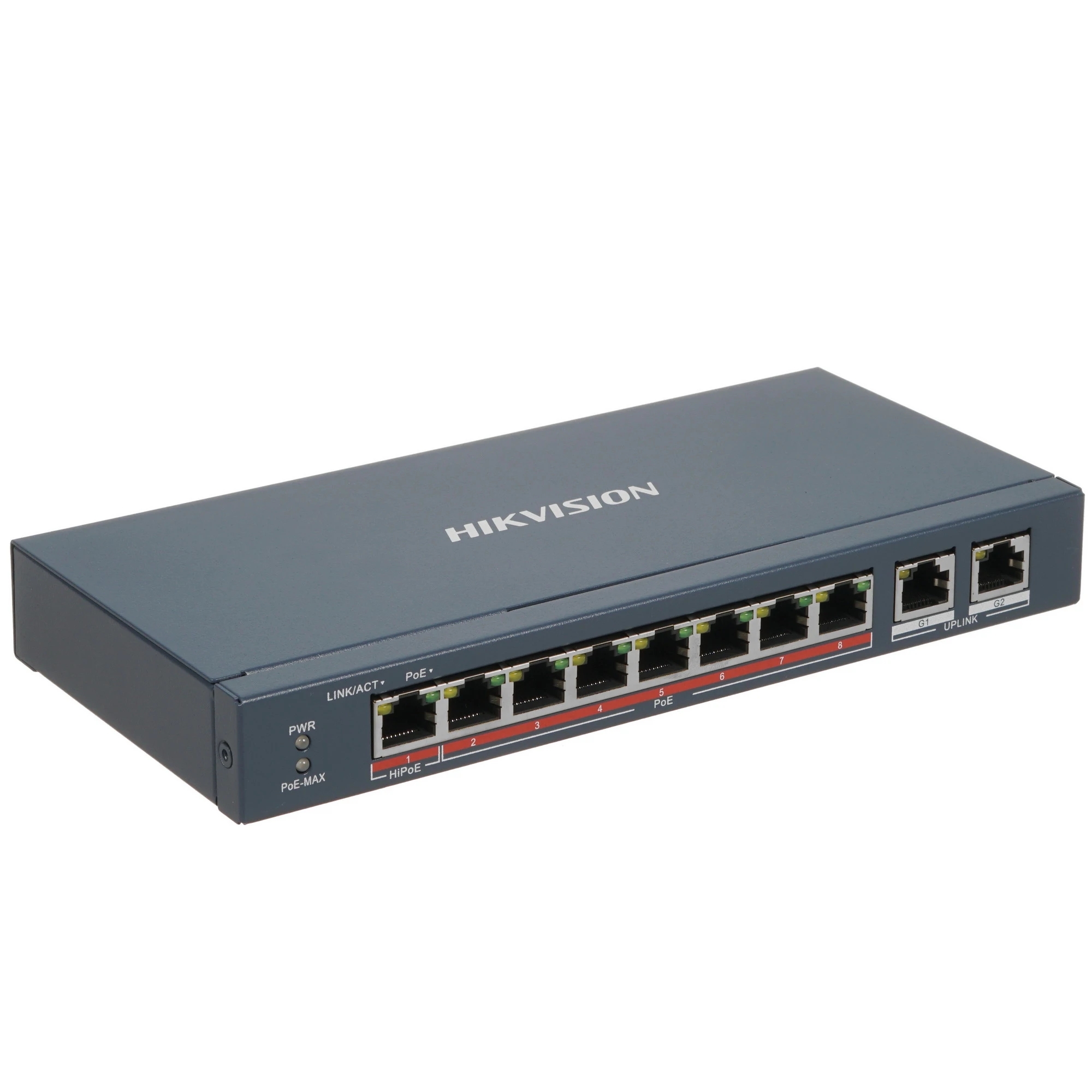 Коммутатор Hikvision DS-3E0310HP-E(C), 8×100 Мбит/с PoE + 2×1 Гбит/с, неуправляемый