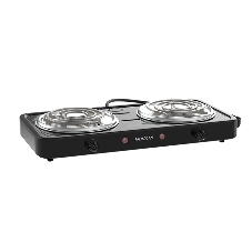 Плита настольная электрическая MAXVI HE201 черный, 2 кВт, ТЭН, конфорки - 2, эмаль, поворотные переключатели