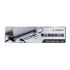 Док-станция Gembird UHB-D5, USB Type-C, 3xUSB 3.1, Type-C PD87W, Jack 3.5, SD/TF, HDMI, RJ45, USB Type-C, USB