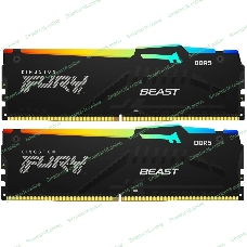 Оперативная память Kingston Fury Beast, DDR5, 64Gb (2x32Gb), 6000MHz, CL30, DIMM, с радиатором, RGb, черный