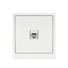Компьютерная розетка RJ-45 без шторки, кат.5е одинарная, белая магнолия