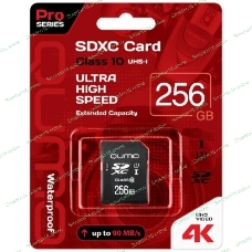 Флеш карта SecureDigital 256Gb QUMO QM256GSDXC10U1 SDXC Class 10 UHS-I U3 PRO