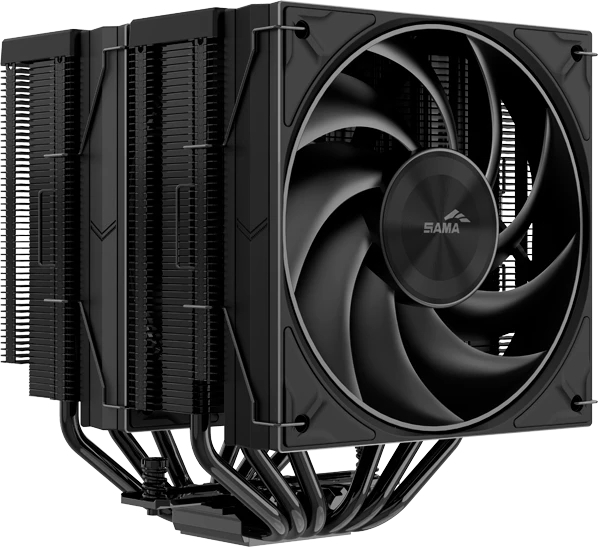 Кулер для процессора SAMA A60B черный, 2x120 мм, алюминий/медь, 800-2200 об/мин, 29 дБ, 4 pin PWM, 265 Вт, высота 156.5 мм