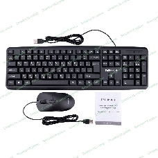 Комплект клавиатура + мышь проводной Гарнизон GKS-122, 104кл+3кн, 1000 DPI, 1.8м, черный