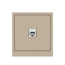 Компьютерная розетка RJ-45 без шторки, кат.5е одинарная, ванильный марципан