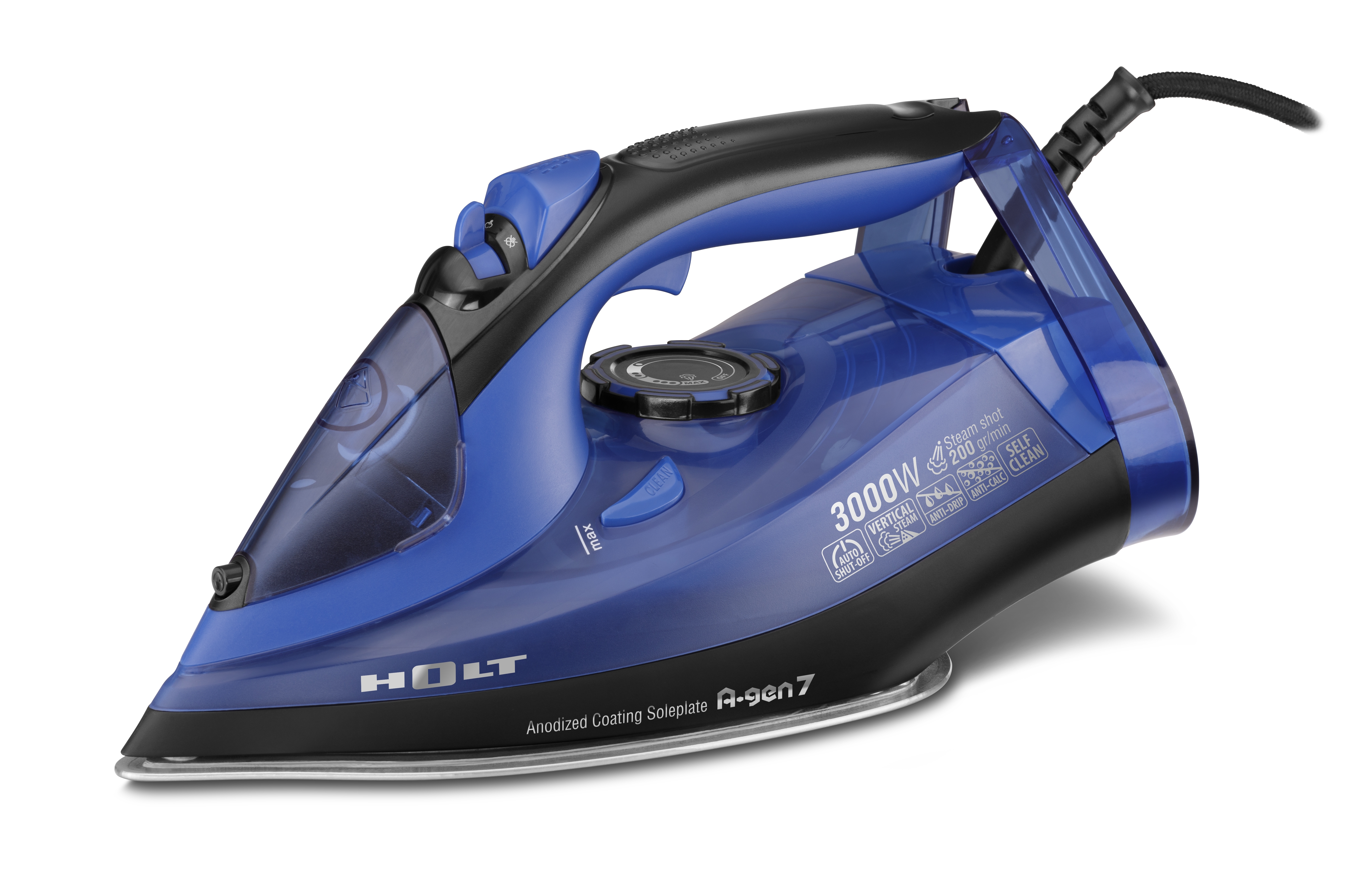 Утюг HOLT HT-IR-015-400 синий, 3000 Вт, 50 г/мин, 200 г/мин, 380 мл