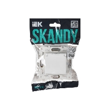 Розетка 1-м SKANDY 16А IP44 с заземл. защ. штроки с крышкой SK-R11W арктич. бел. IEK SK-R16-16-44-K01