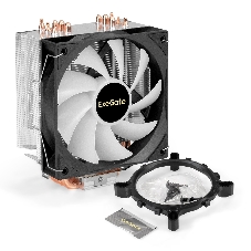 Кулер ExeGate Wizard EXX600-PWM.FRGb (Al+Cu, 6 тепл.трубки, LGA775/1150/1151/1155/1156/1200/1700/1851/AM2/AM2+/AM3/AM3+/AM4/AM5/FM1/FM2/754/939/940, TDP 180W, Fan 120мм PWM, 800-2400RPM, Hydro bearing, 4pin, 11-24db, 540г, FRGb подсветка, с термопастой, на защелках, Color Box)
