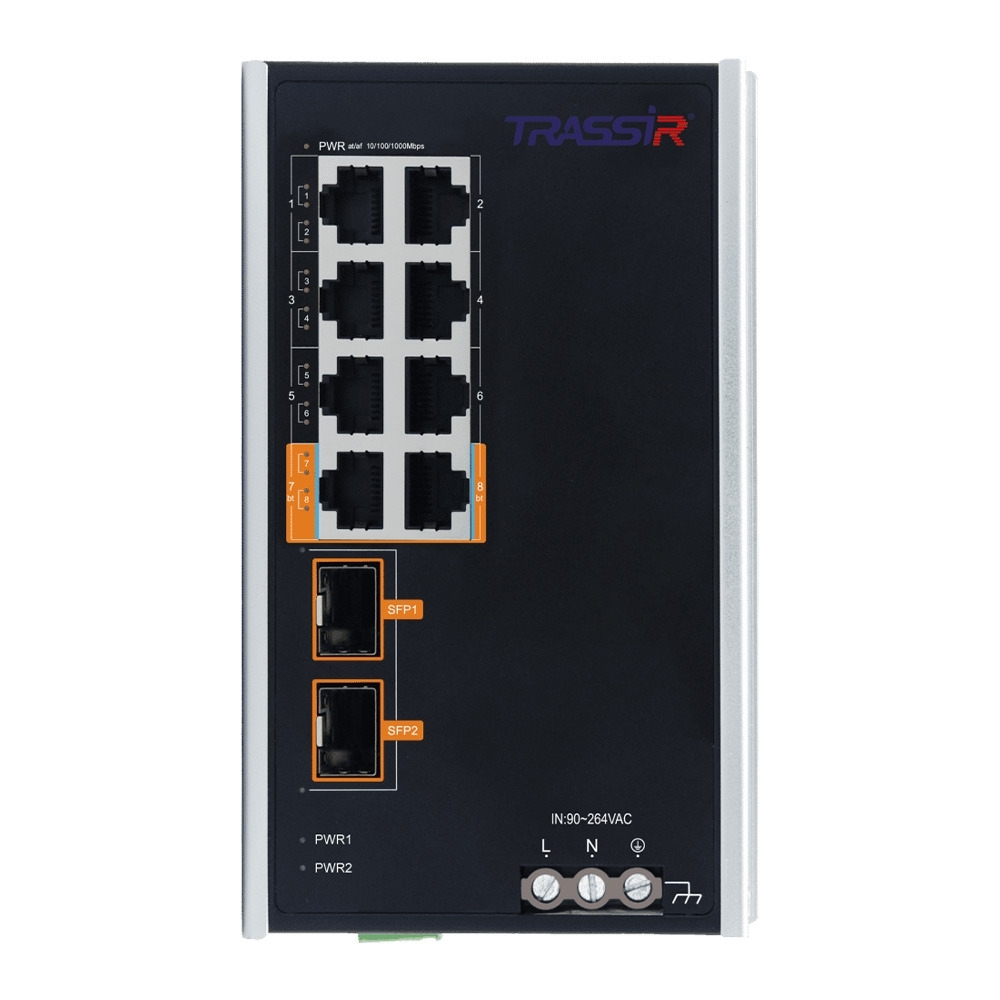 Неуправляемый промышленный коммутатор Trassir c 8 PoE портами TR-NS15102S-130-8POE