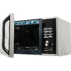 Микроволновая печь Samsung MG23K3515AS/BW серебристый/черный, 23 л, 800 Вт, переключатели - кнопки, поворотный механизм