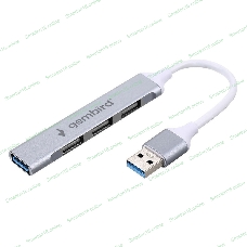 Разветвитель USB3.0/2.0 Gembird UHB-C206, USB3.0, 3xUSB2.0, кабель USB 10 см, серебристый металл, пакет