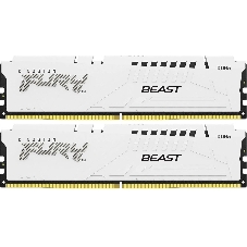 Оперативная память Kingston Fury Beast, DDR5, 32Gb (2x16Gb), 6000MHz, CL30, DIMM, с радиаторами, белый