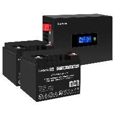 Комплект Источник бесперебойного питания EX295994RUS + батарея 40Aч EX282976RUS 2шт (инвертор, синус, для котла, PF=1, настенный) ExeGate IdealSine SR-1500.LCD.2SH  <1500VA/1500W, чистая синусоида, цветной LCD-дисплей, 2*Schuko, крепление настенное, черный> + батарея ExeGate DT 1240 (12В, 40А·ч) 2шт