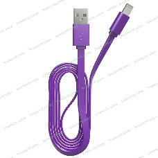 Кабель Maxvi MC-03F purple USB-A - Lightning, 2A Плоский кабель, ток макс. нагрузки 2А, макс. напряжение 5V; стандарт USB 2.0; длина 1м, материал PVC, фиолетовый