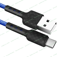 Кабель Defender F181, USB 2.0 (AM) - Type-C, 1 м, 2.4А, нейлоновая оплетка, синий.