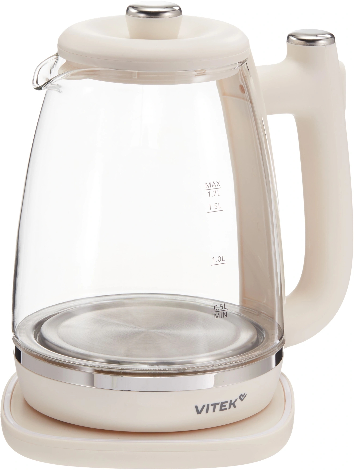 Чайник электрический Vitek VT-WK1072 1.7л. 1800Вт слоновая кость корпус: стекло