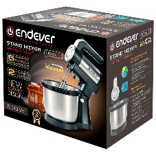 Миксер Endever Sigma-12 c чашей, черный/стальной, 800 Вт, 2 вида насадок, 5 скоростей