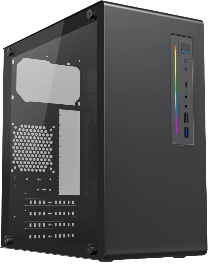 Корпус Foxline FL-728TG-U3C, Mini-Tower, чёрный