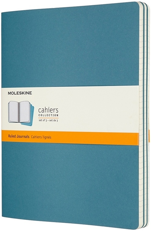 Блокнот Moleskine CAHIER JOURNAL CH023B44 XLarge 190х250 мм, обложка картон, 120 страниц, нелинованный, голубой (3 шт)