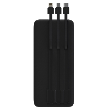 Портативный аккумулятор Maxvi PB10-09 10000 мАч, 2A USB + кабели: Type-C/Lightning/MicroUSB