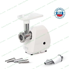 Мясорубка электрическая Аксион М25.04 белый, 1500 Вт, 1.7 кг/мин, защита от перегрузки, насадки - 2