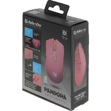 Мышь беспроводная Defender Pandora GM-502 розовый, 3200 dpi, радиоканал, USB, кнопки - 7