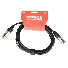 Кабель микрофонный FORCE FMC-05/3XLR (M) - XLR (F), высококачественный балансный, малошумящий с проводниками из безкислородной меди OFC, диаметр 6 мм, профессиональные металлические разъемы, длина 3 м, цвет черный