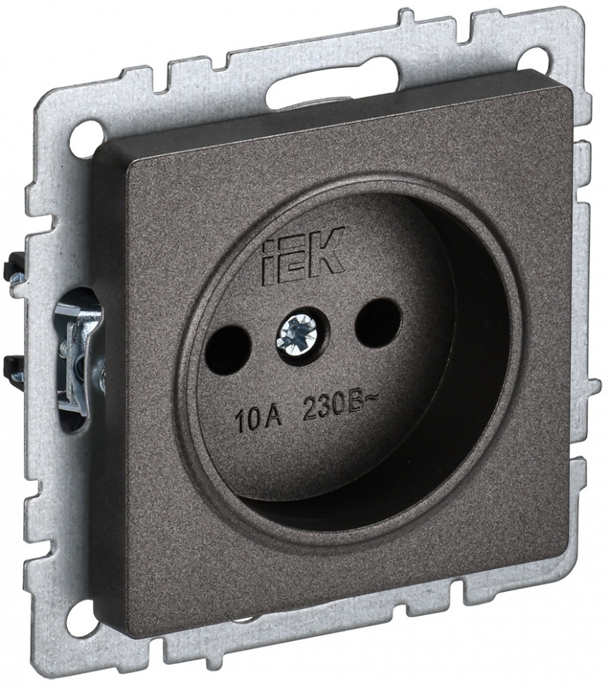 Розетка 1-местная IEK BRITE РС10-1-0-БрТБ без заземления, без защитных шторок, 10А, темная бронза
