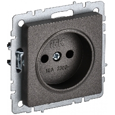 Розетка 1-местная IEK BRITE РС10-1-0-БрТБ без заземления, без защитных шторок, 10А, темная бронза