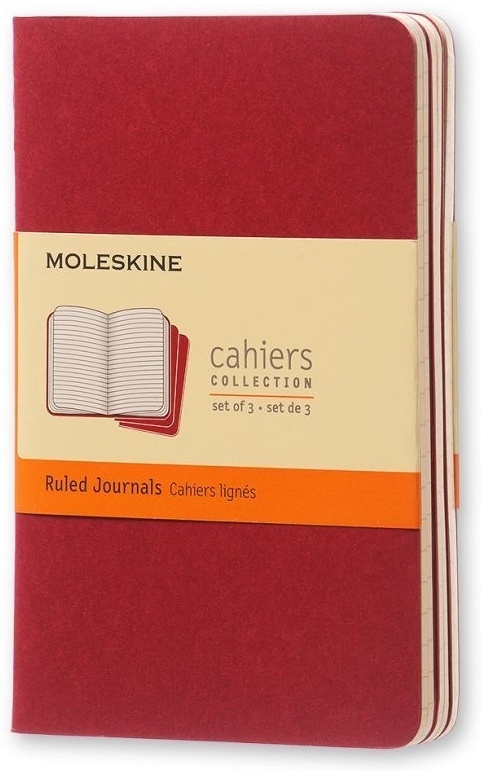 Блокнот Moleskine CAHIER JOURNAL CH121 XLarge 190х250 мм, обложка картон, 120 страниц, линейка, клюквенный (3 шт)