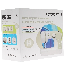 Швейная машина Comfort 14 белый/зеленый, электромеханическая, вертикальный качающийся, 12 операций, полуавтоматическая петля