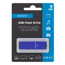 Флешка USB R/W Maxvi MP2 8Gb USB 2.0 blue, монолит с колпачком, ABS пластик + металл