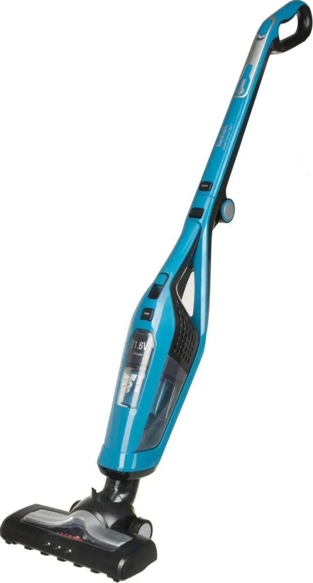 Пылесос вертикальный Tefal TY6751WO голубой/черный, питание от аккумулятора, 750 Вт, уборка сухая, пылесборник 0.6 л