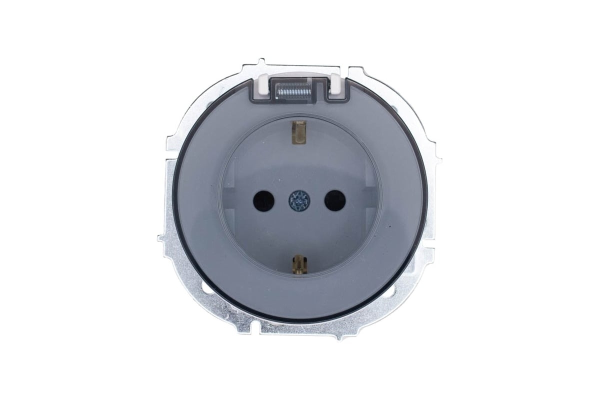 Розетка 1-м СП OSEN с заземл. с крышкой ПБТ бел. LEZARD 743-0288-123B