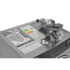 Стиральная машина Haier HWD80-BP14979S серебристый, загрузка фронтальная 8 кг, 5 кг - сушка, 1400 об/мин, класс: B