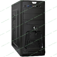 Компьютерный корпус Miditower ExeGate CP-603UB-UNS400 (ATX, БП UNS400 с вент. 12см, 2хUSB, аудио, черный)
