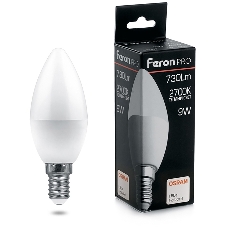 Лампа светодиодная Feron PRO LB-1309 9Вт Е14 теплый матовая свеча