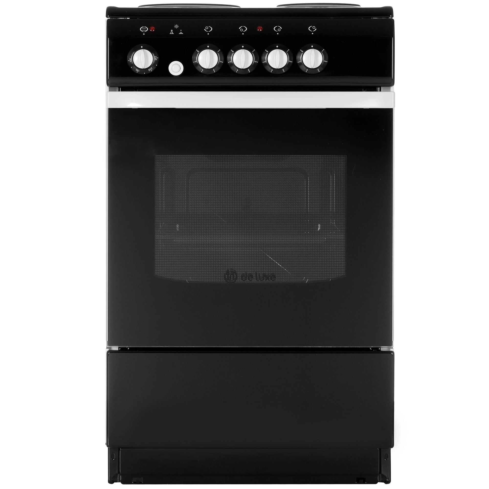Плита электрическая De Luxe 5004.12э черный, конфорок 4 шт, духовка 46 л, 50 см x 85 см x 50 см