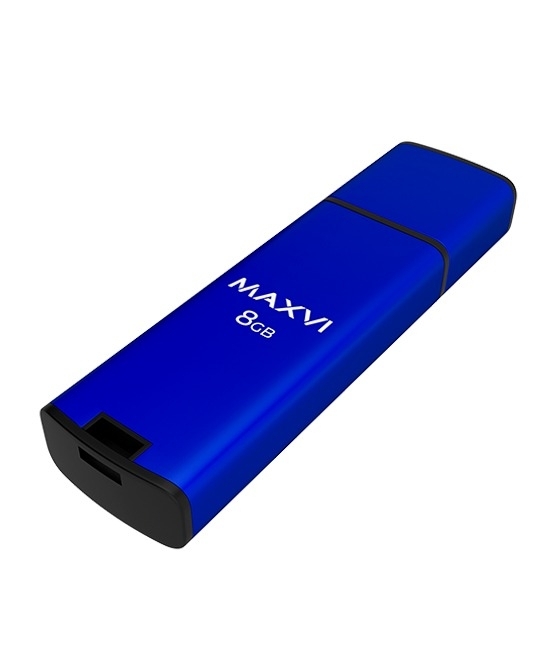Флешка USB R/W Maxvi MP2 8Gb USB 2.0 blue, монолит с колпачком, ABS пластик + металл