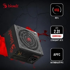 Блок питания Bloody BD-PS600W, 600Вт, 80 PLUS белый, 120мм, черный