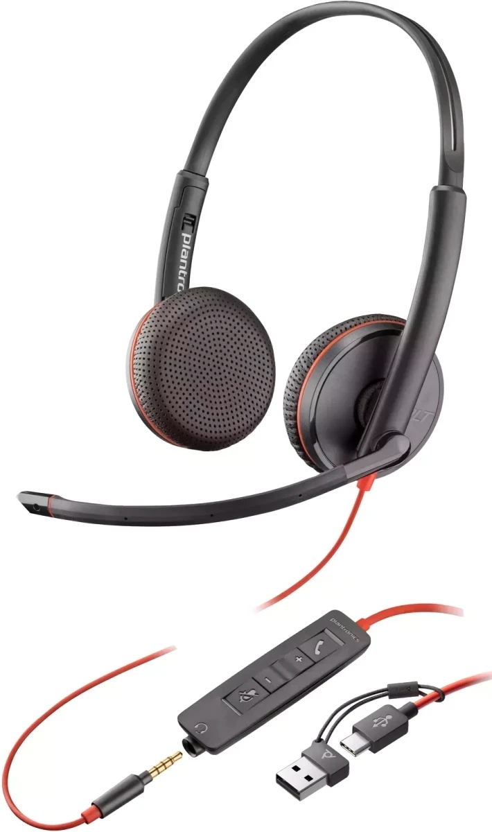 Гарнитура Plantronics Poly Blackwire 3225 чёрный, проводная, USB