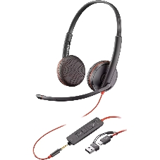 Гарнитура Plantronics Poly Blackwire 3225 чёрный, проводная, USB Гарнитура Plantronics Poly Blackwire 3225 чёрный, проводная, USB