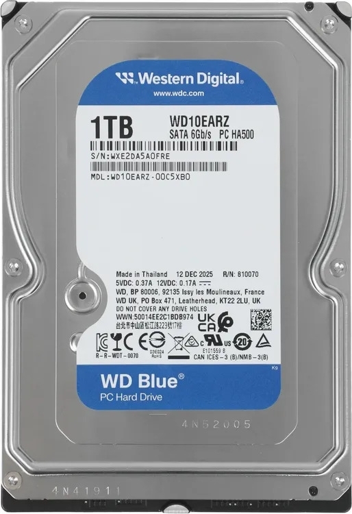 Жесткий диск HDD WD Blue 1Tb 5400rpm SATA 64Mb 3.5