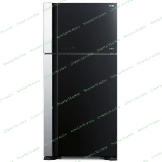 Холодильник Hitachi R-VG660PUC7-1 GBK черный стекло двухкамерный 405/145л морозилка сверху No Frost