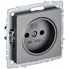 Розетка 1-местная IEK BRITE РС10-1-0-БрС без заземления, без защитных шторок, 10А, сталь