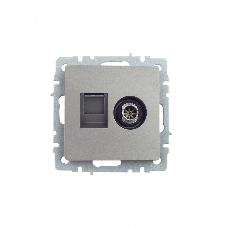 Розетка телевизионная двойная TV+RJ45 IEK BRITE РТВ/РК12-БрС кат.5E сталь