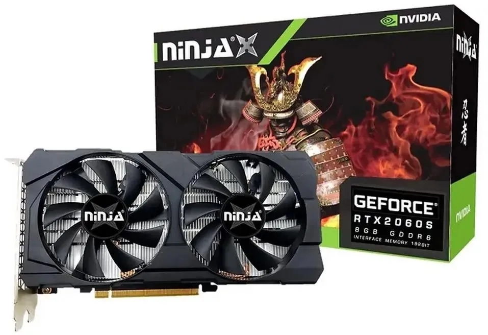 Видеокарта NINJA GeForce RTX 2060 Super, 8 GB GDDR6, 256 bit, DVI-D, DisplayPort, HDMI, GPU 1470 MHz