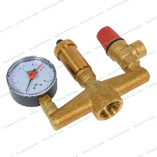 Группа безопасности котла 1' с манометром предохранительным клапаном и автоматическим воздухоотводчиком