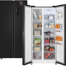 Холодильник Weissgauff WSBS 500 Inverter NoFrost Black двухкамерный 270/180л морозилка слева, No Frost, Side by Side