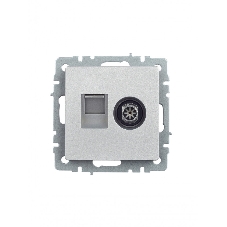 Розетка телевизионная двойная TV+RJ45 IEK Brite РТВ/РК12-БрА (BR-AK20-1-K47) кат.5E алюминий